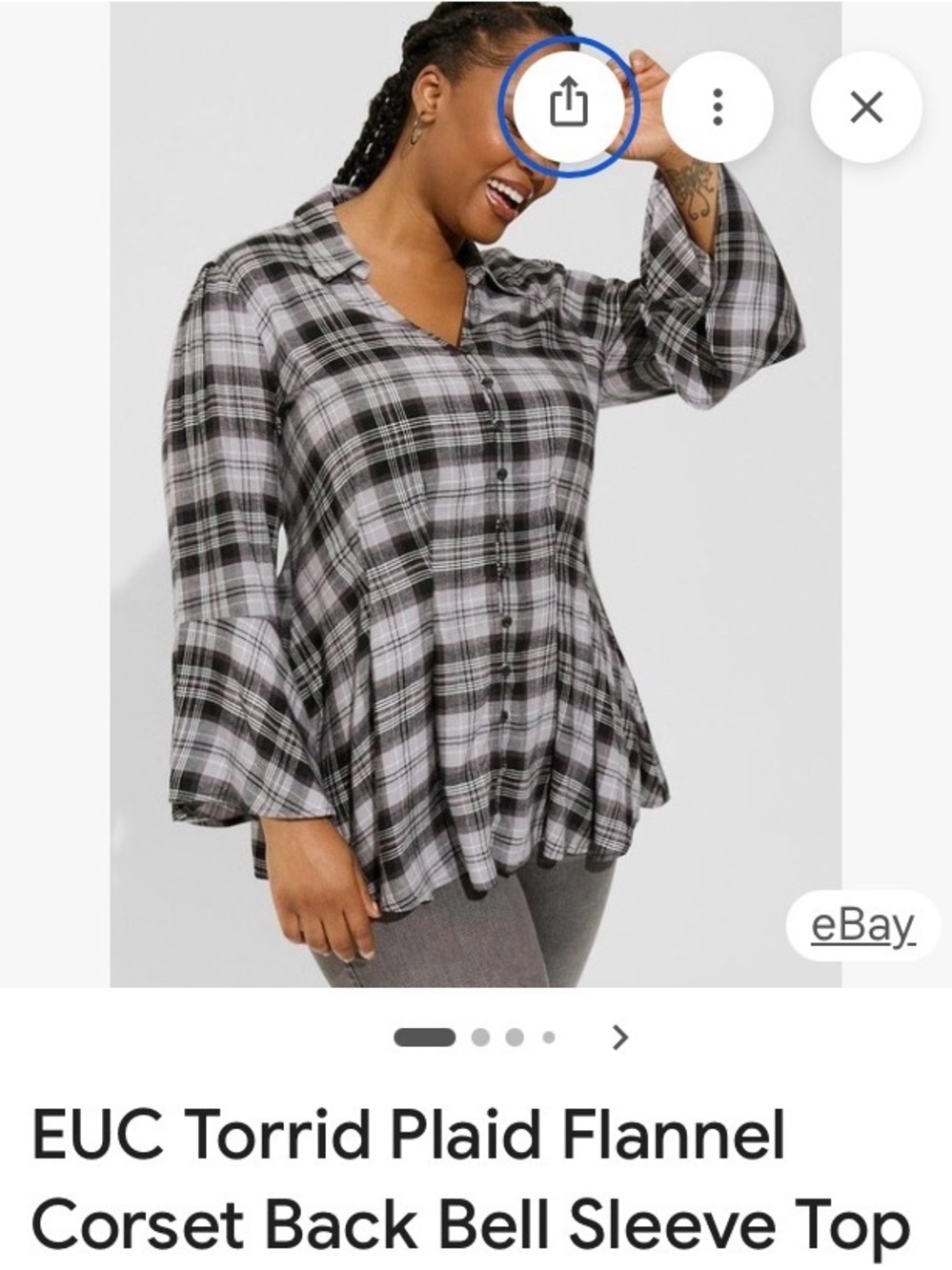 Torrid Black & White Plaid Button-Front Women's Top